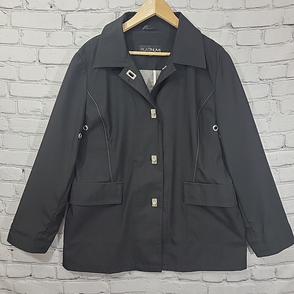 Platinum‎ Utex Jacket Womens XL Black Toggle Buttons